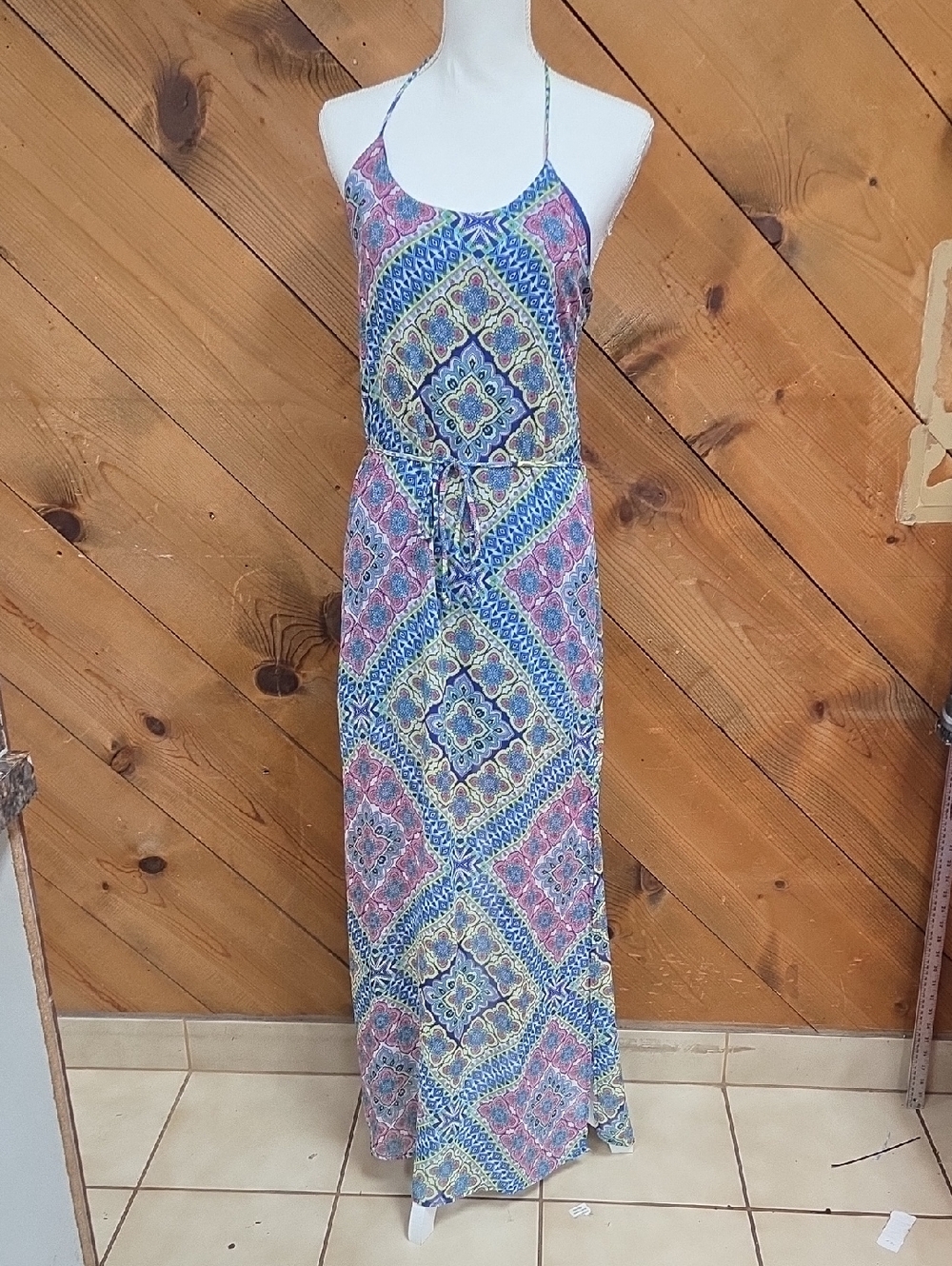 Peppermint Geometric Print Maxi Dress Women’s Bohemian Summer Beach Dress